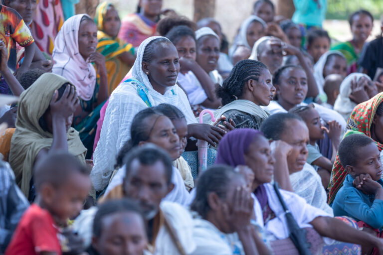 Photo: Community members gather at the Asgede-Hitsats Mental Health and Psychosocial Support (MHPSS) Center to discuss the challenges faced by children and families affected by conflict. 25 July 2025 Hitsats, Tigray ©UNICEF Ethiopia/2025/Mulugeta Ayene